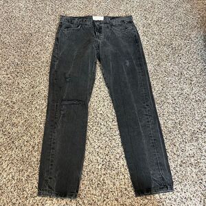 Current/Elliott Distressed‎ Black Denim Jeans Grunge Ripped Casual Streetwear